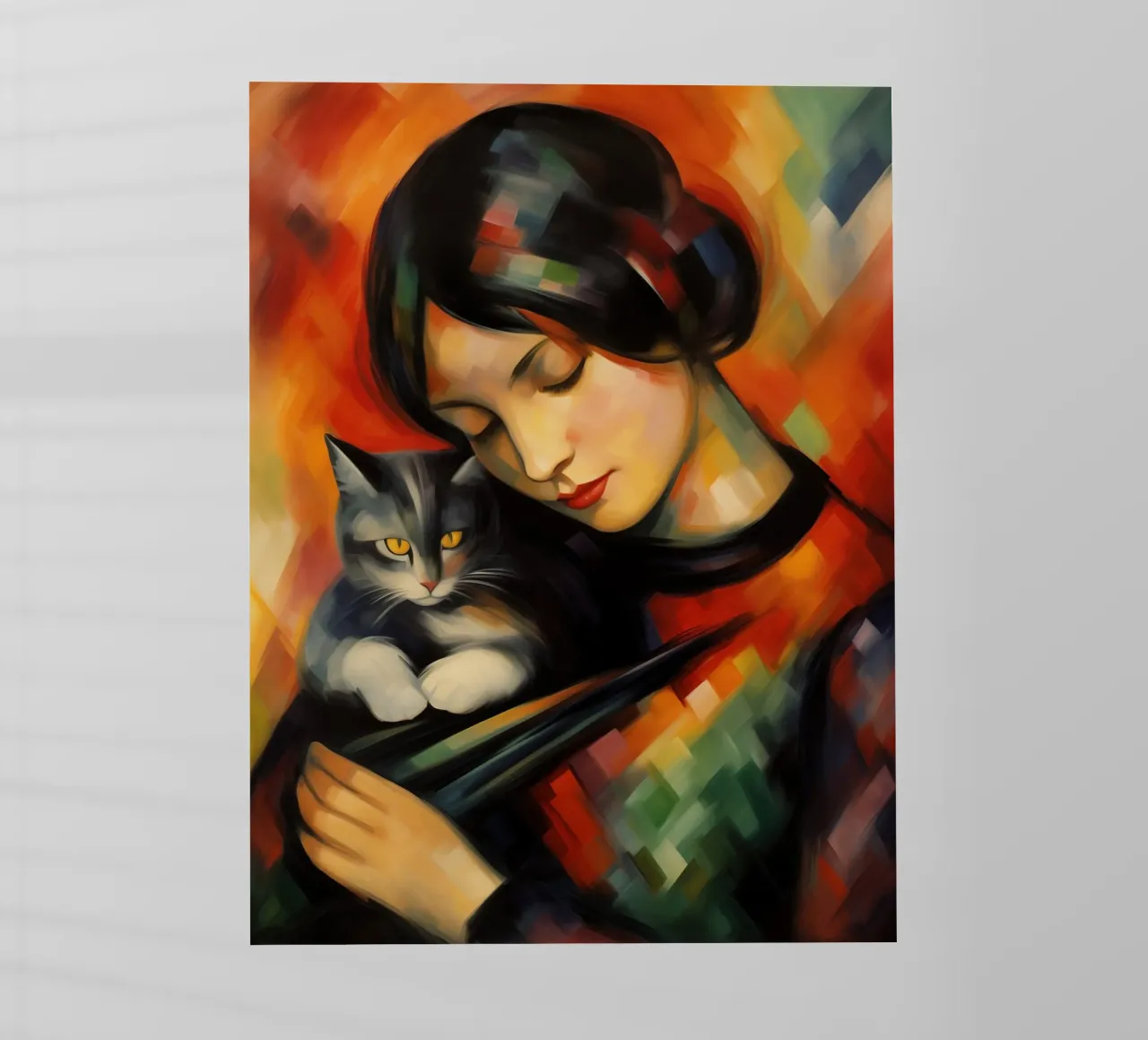 Donna con gatto | Quadro ispirato a Franz Marc pellicola backlit da Autofocus