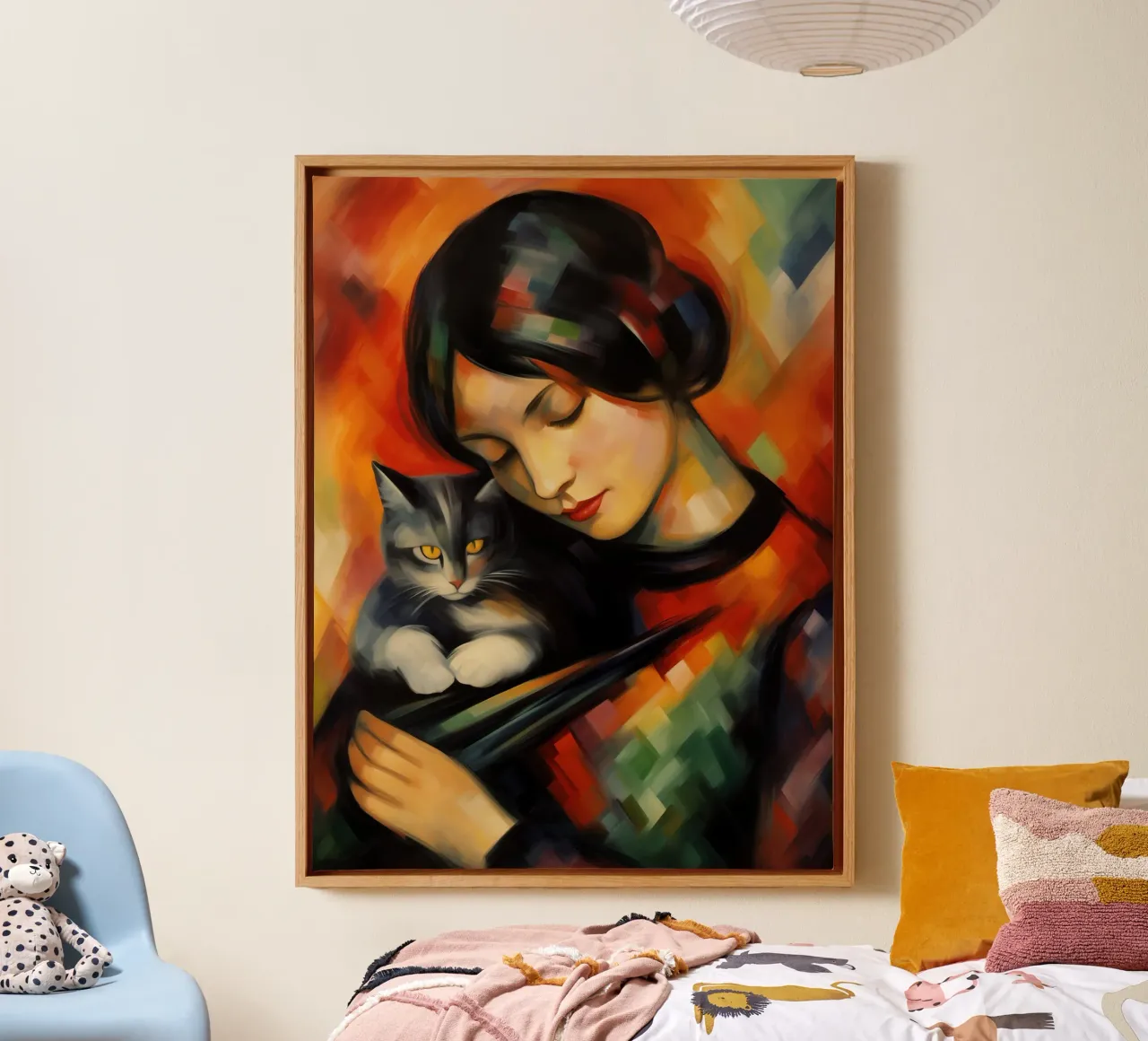 Donna con gatto | Quadro ispirato a Franz Marc tela da Autofocus