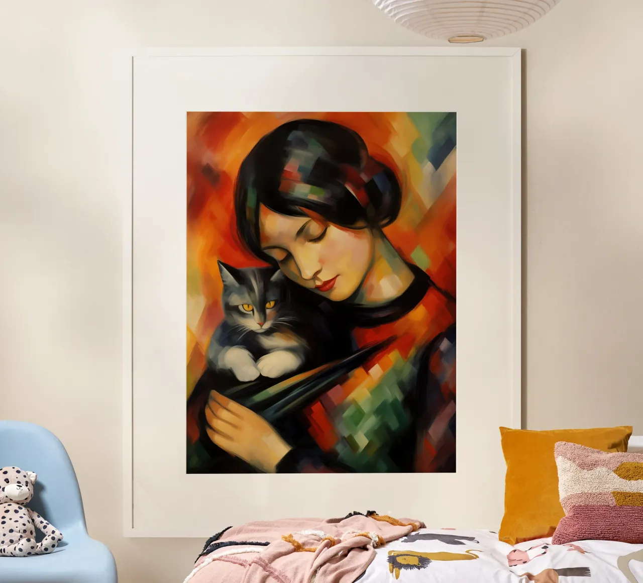 Donna con gatto | Quadro ispirato a Franz Marc carta hahnemühle da Autofocus