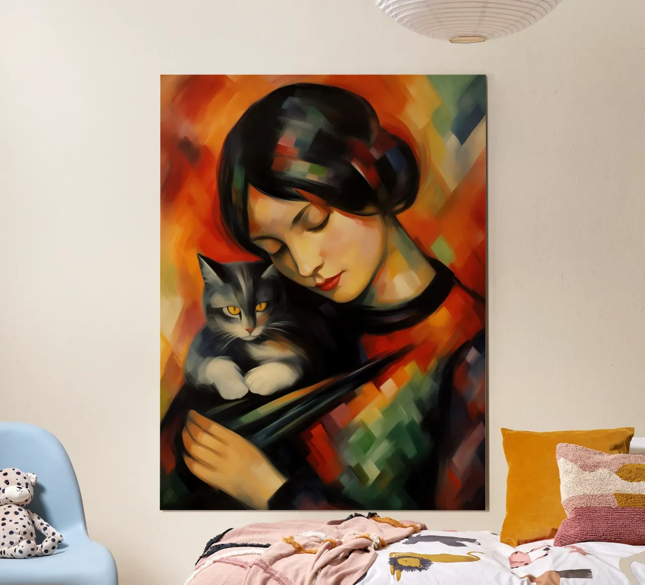 Donna con gatto | Quadro ispirato a Franz Marc carta hahnemühle da Autofocus