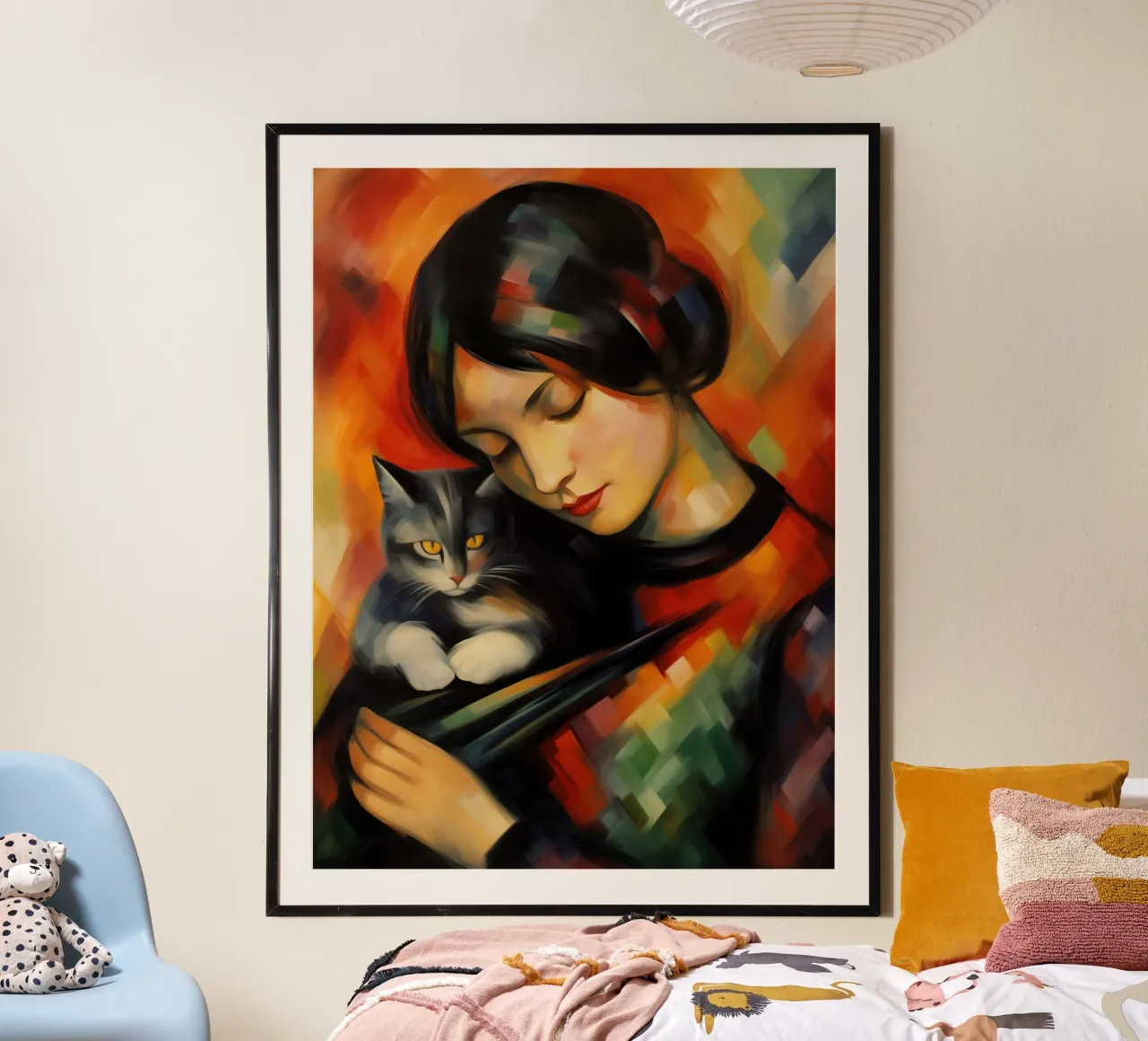 Donna con gatto | Quadro ispirato a Franz Marc carta hahnemühle da Autofocus