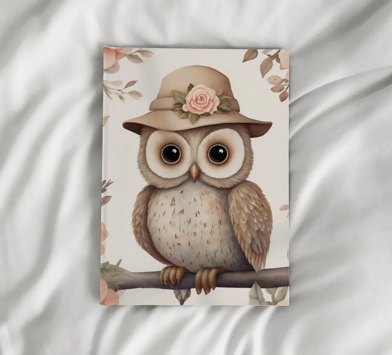 Illustrazione di un gufo sul ramo di un albero che indossa un cappello diario da 🎁 ARTVI-SHOP