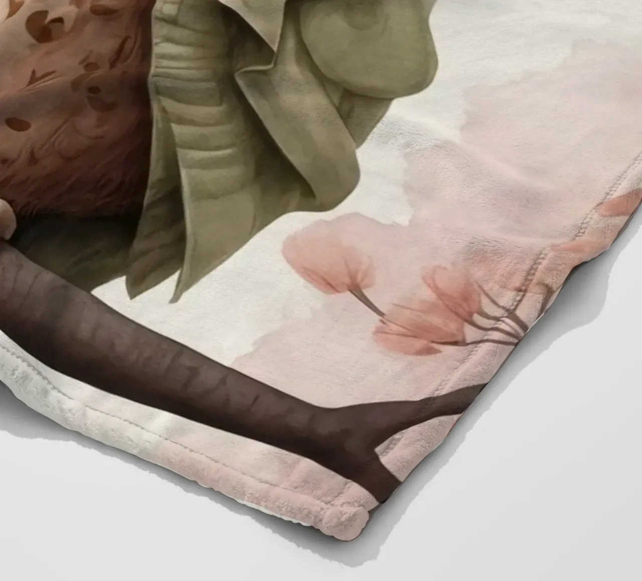 Illustrazione di un gufo sul ramo di un albero che indossa un cappello coperta in pile da ARTVI-SHOP