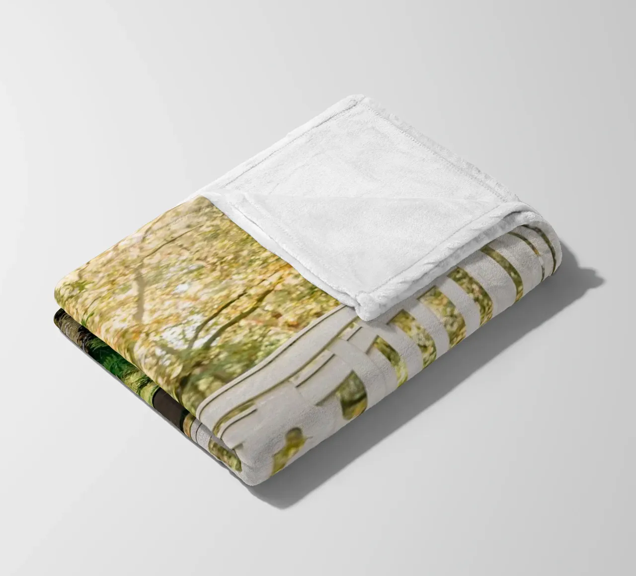 White bridge in the forest - summer idyll by the stream fleece blanket by Bold and Retro