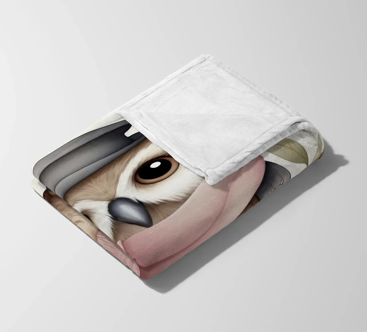 Illustration of an owl on a tree branch wearing a hat coperta in pile da ARTVI-SHOP