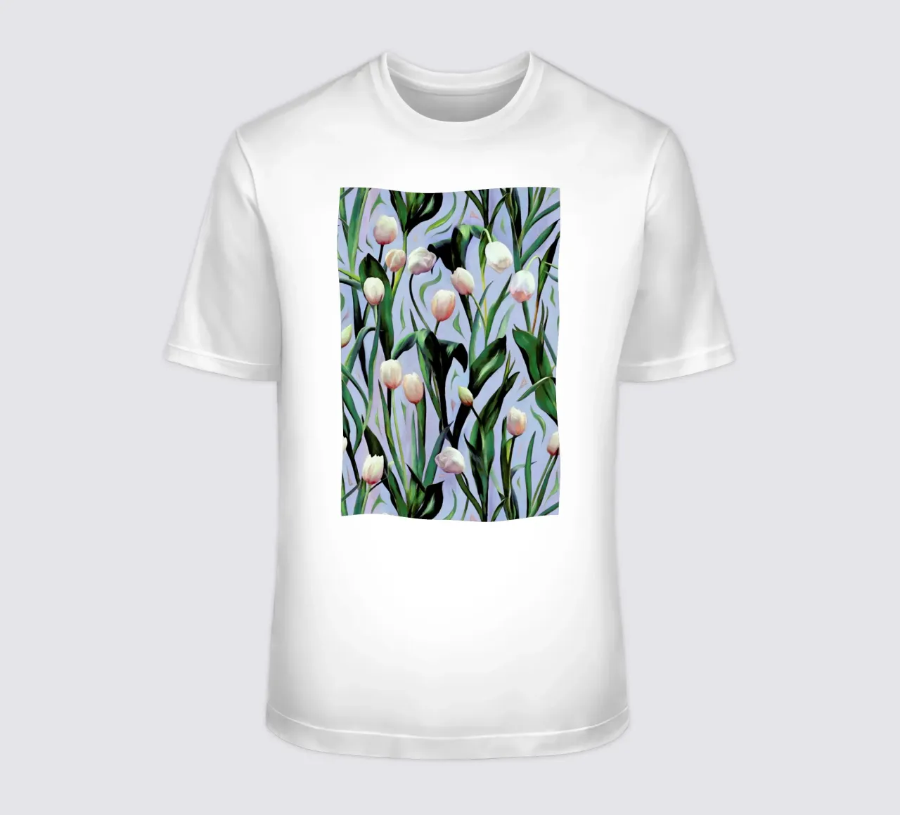 Waiting On The Blooming – Tulip Pattern T-Shirt von Micklyn Le Feuvre