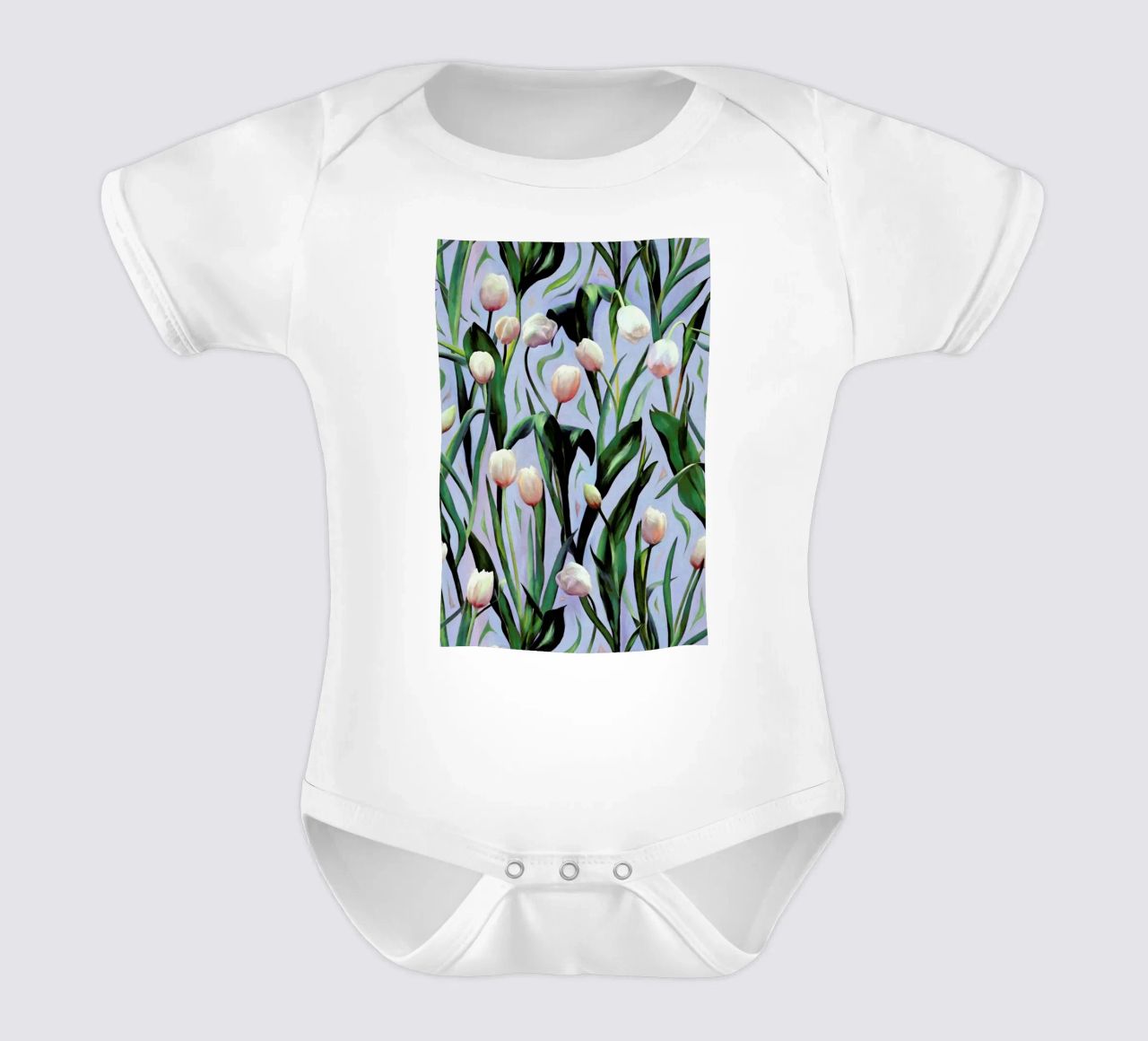 Waiting On The Blooming – Tulip Pattern body neonato maniche corte da Micklyn Le Feuvre