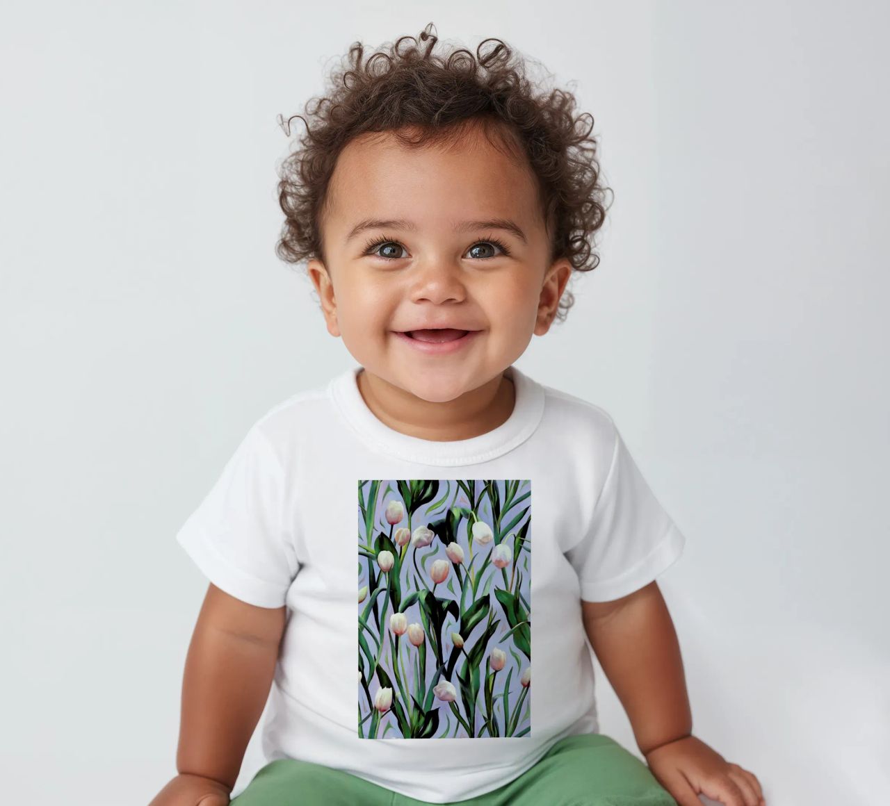 Waiting On The Blooming – Tulip Pattern maglietta neonato da Micklyn Le Feuvre