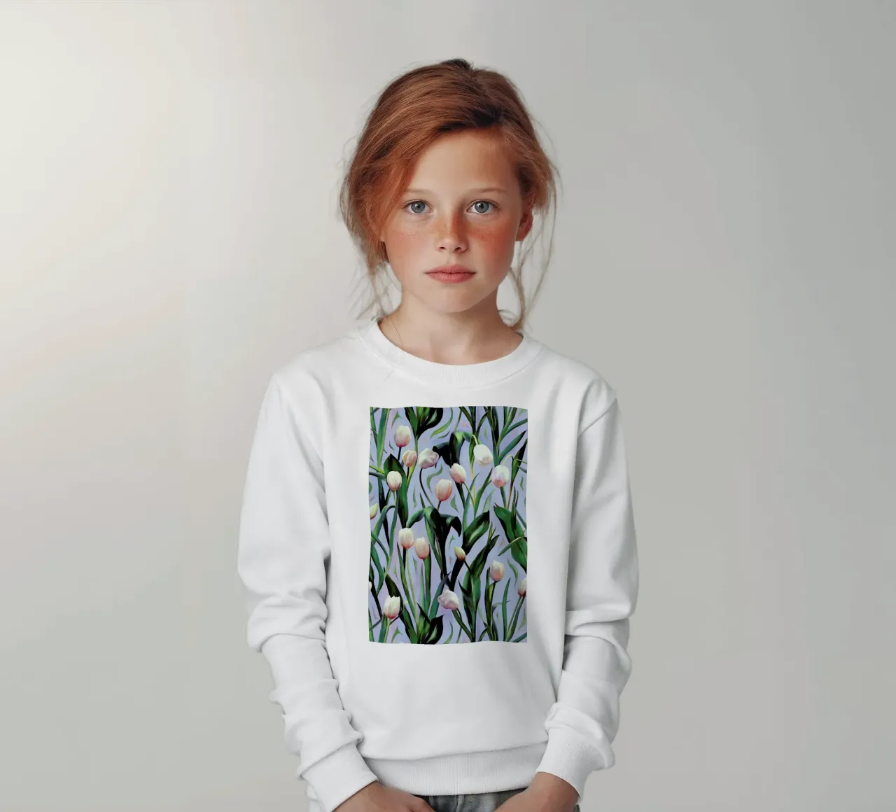 Waiting On The Blooming – Tulip Pattern sudadera para niño de Micklyn Le Feuvre