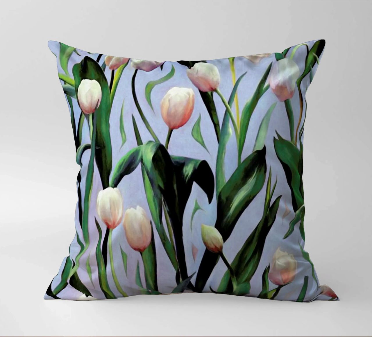 Waiting On The Blooming – Tulip Pattern cuscino da Micklyn Le Feuvre