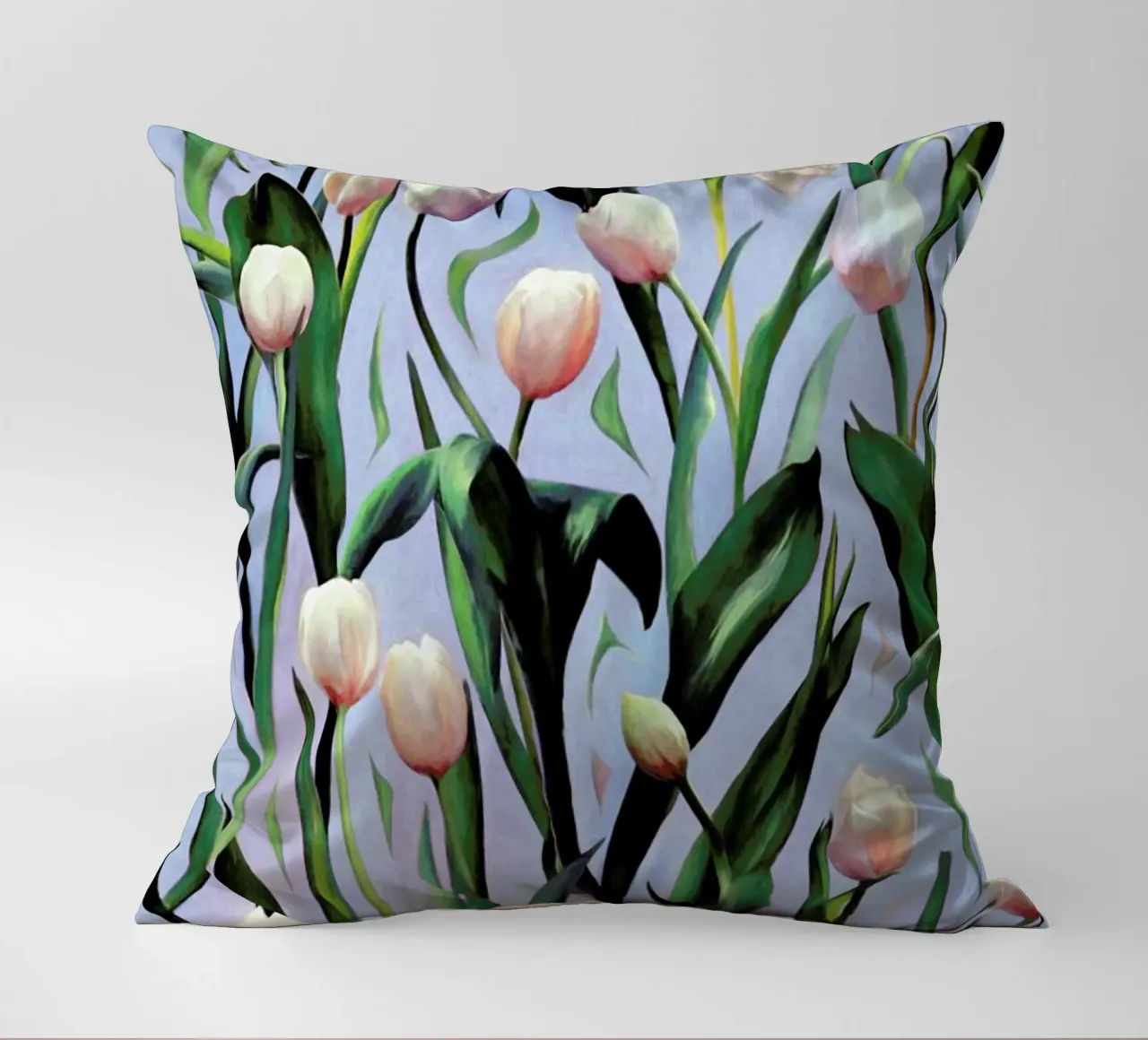 Waiting On The Blooming – Tulip Pattern cuscino da Micklyn Le Feuvre