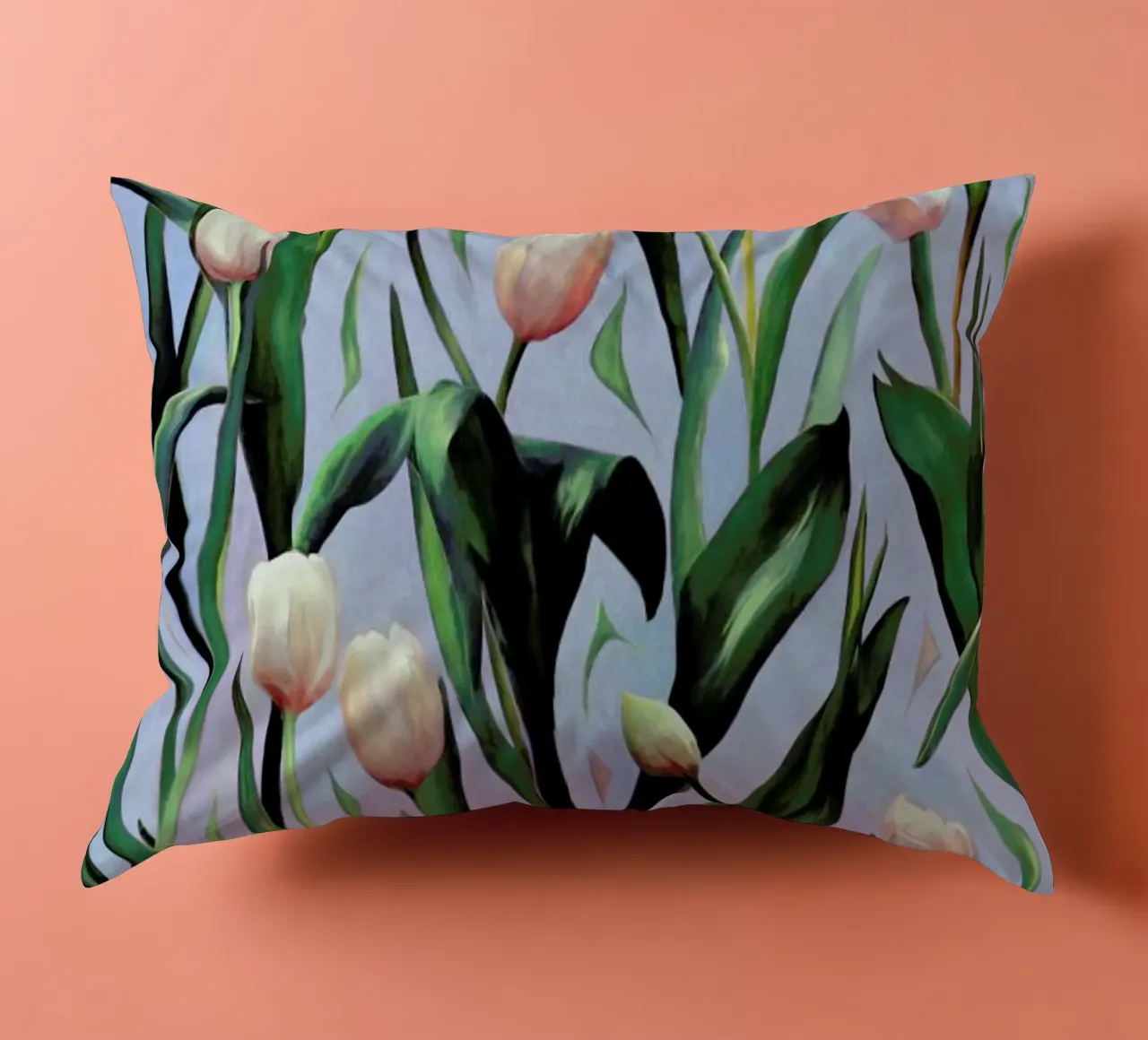 Waiting On The Blooming – Tulip Pattern Kissen von Micklyn Le Feuvre