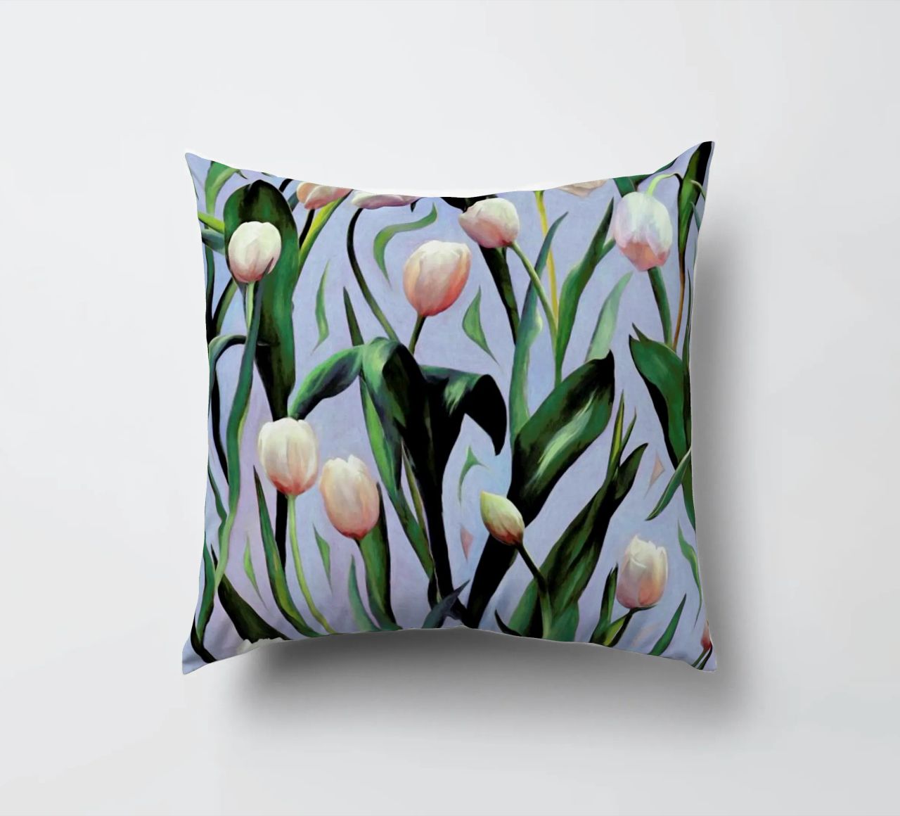 Waiting On The Blooming – Tulip Pattern cuscino da Micklyn Le Feuvre