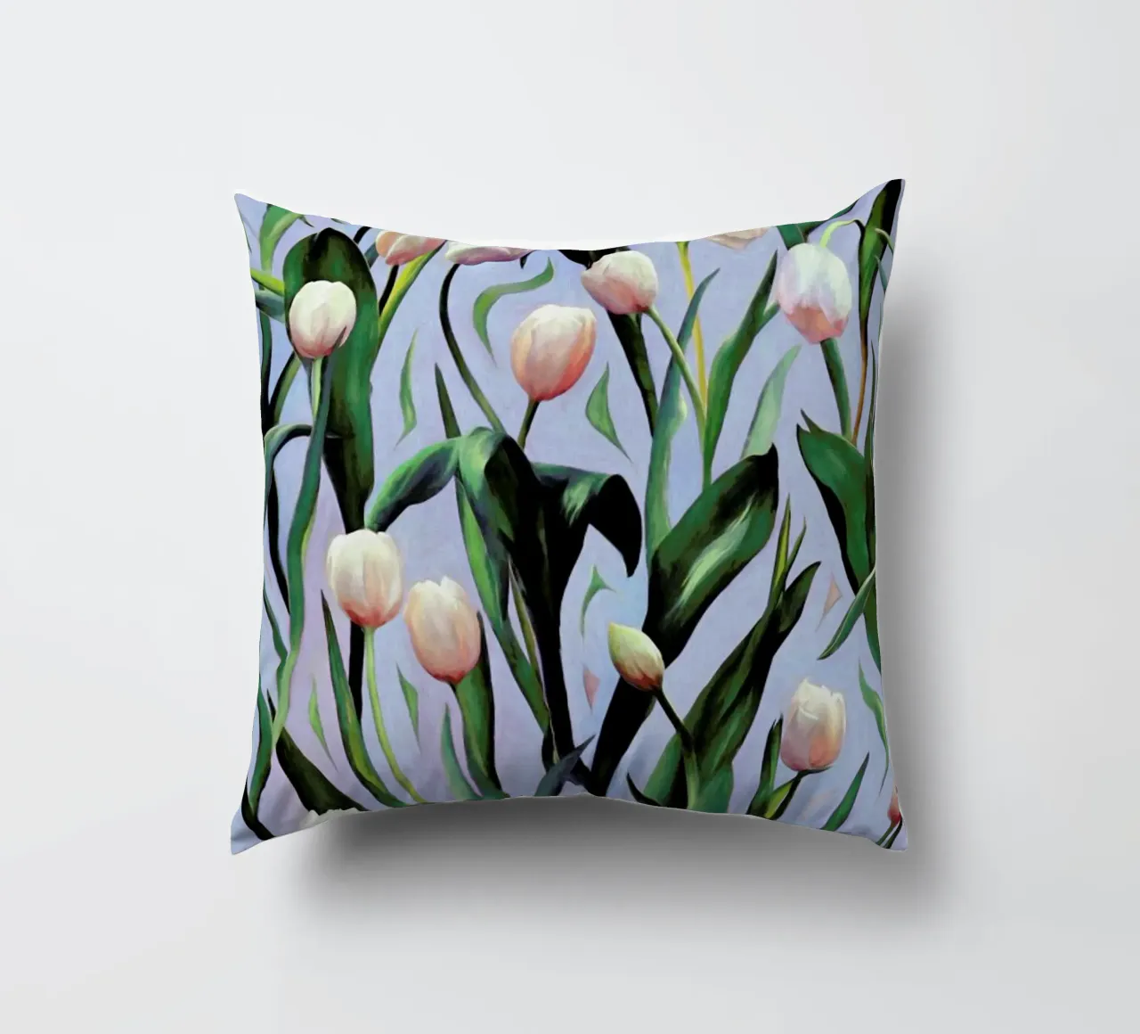 Waiting On The Blooming – Tulip Pattern cuscino da Micklyn Le Feuvre