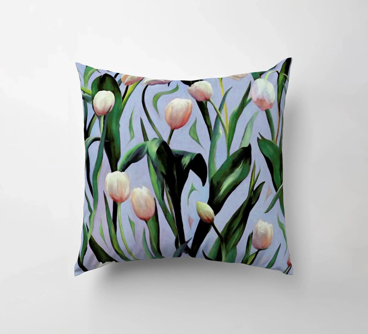 Waiting On The Blooming – Tulip Pattern cuscino da Micklyn Le Feuvre
