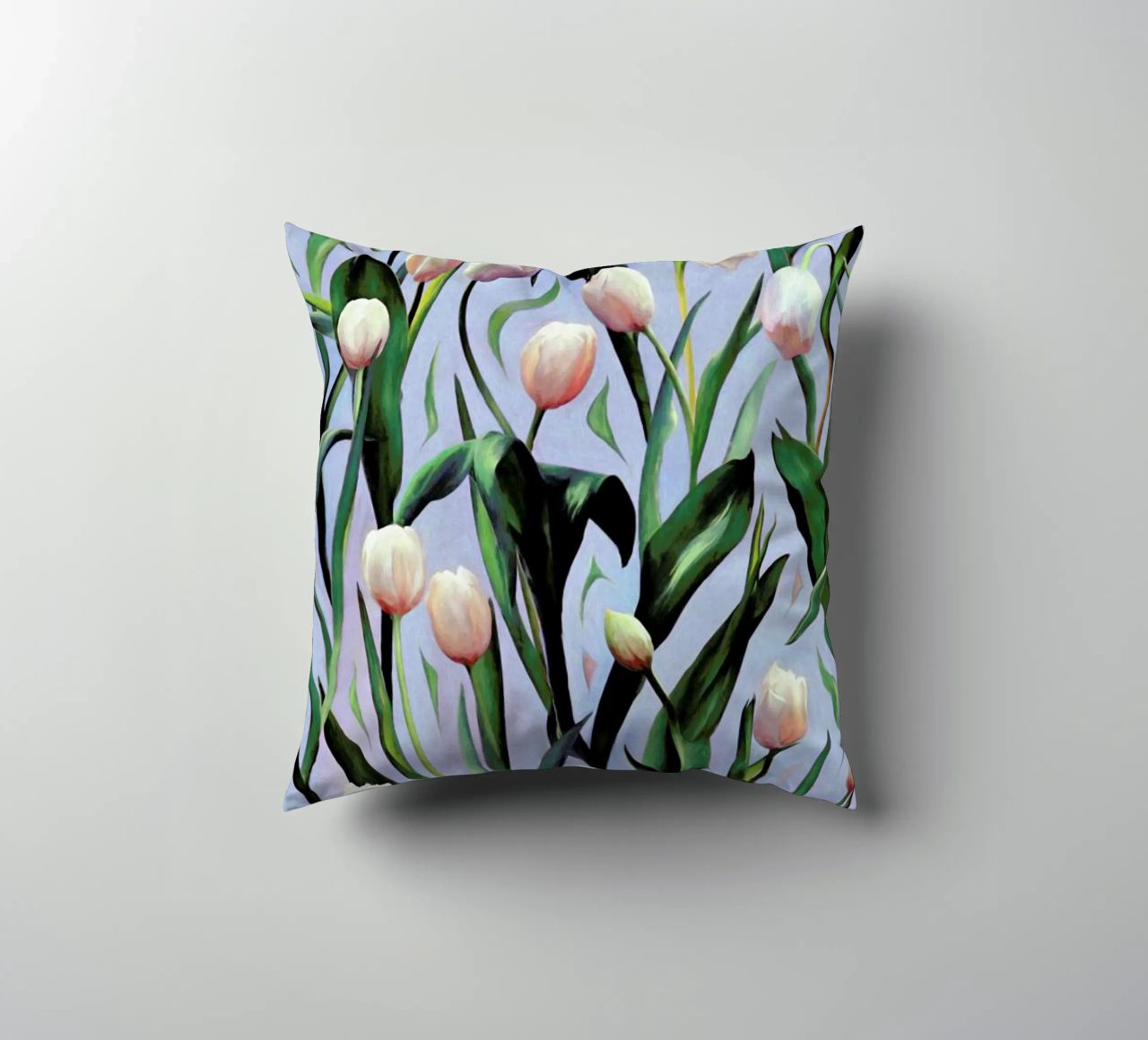 Waiting On The Blooming – Tulip Pattern cuscino da Micklyn Le Feuvre