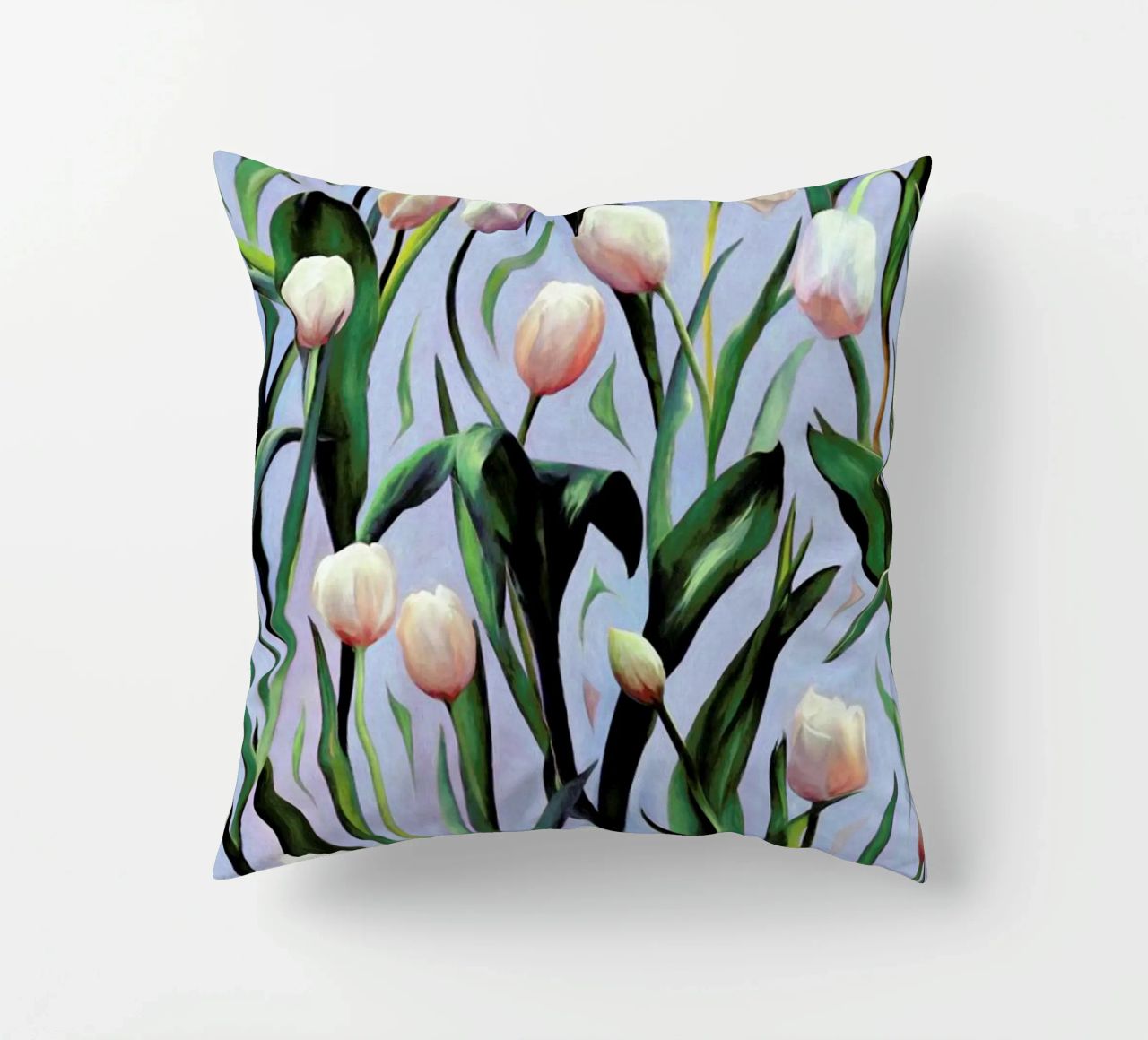 Waiting On The Blooming – Tulip Pattern cuscino da Micklyn Le Feuvre