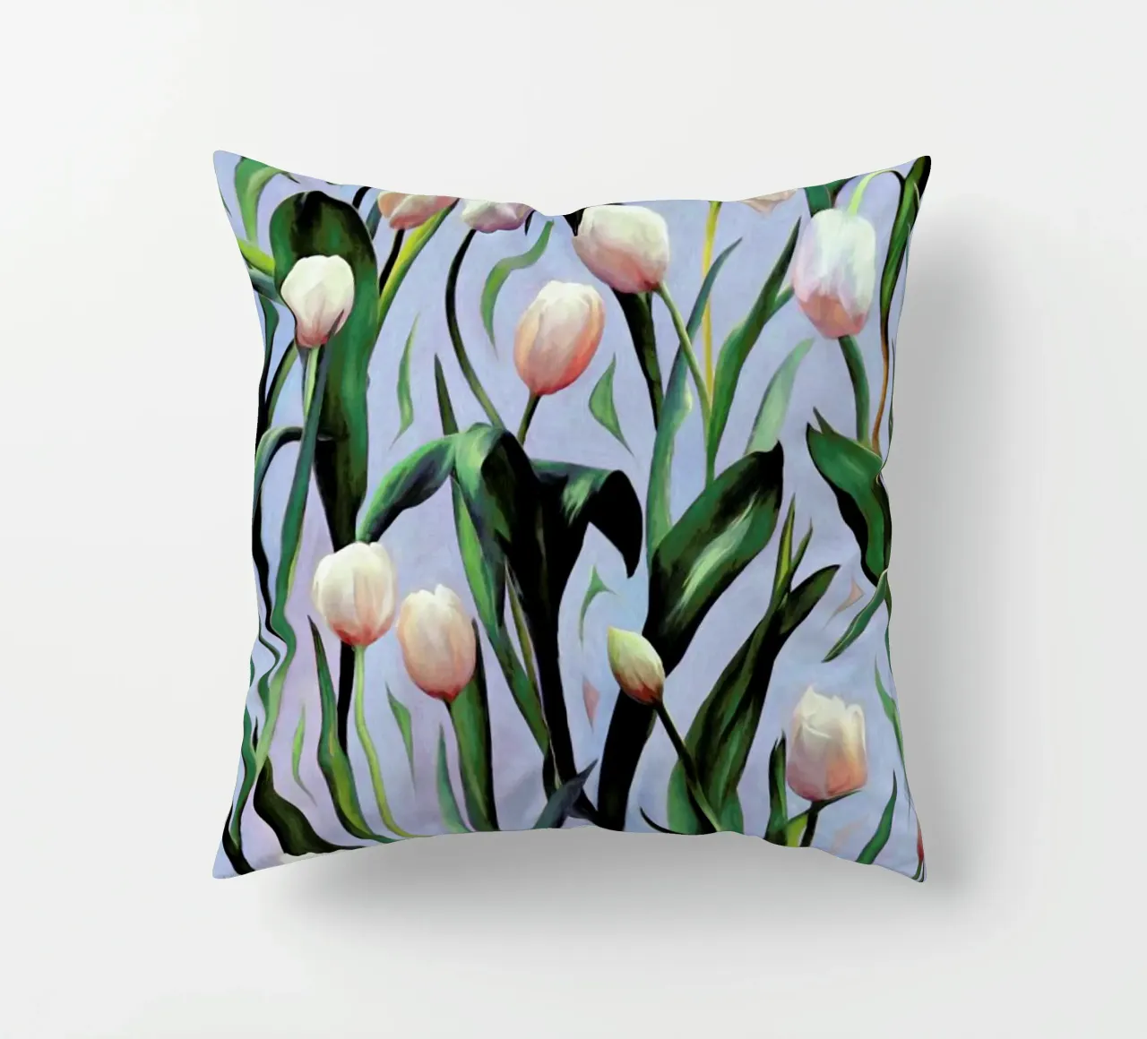 Waiting On The Blooming – Tulip Pattern cuscino da Micklyn Le Feuvre