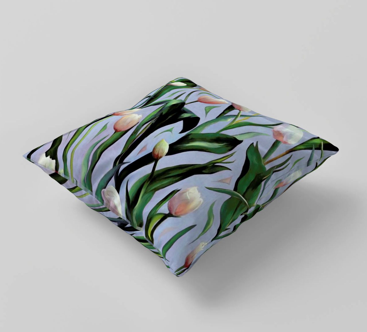 Waiting On The Blooming – Tulip Pattern cuscino da Micklyn Le Feuvre