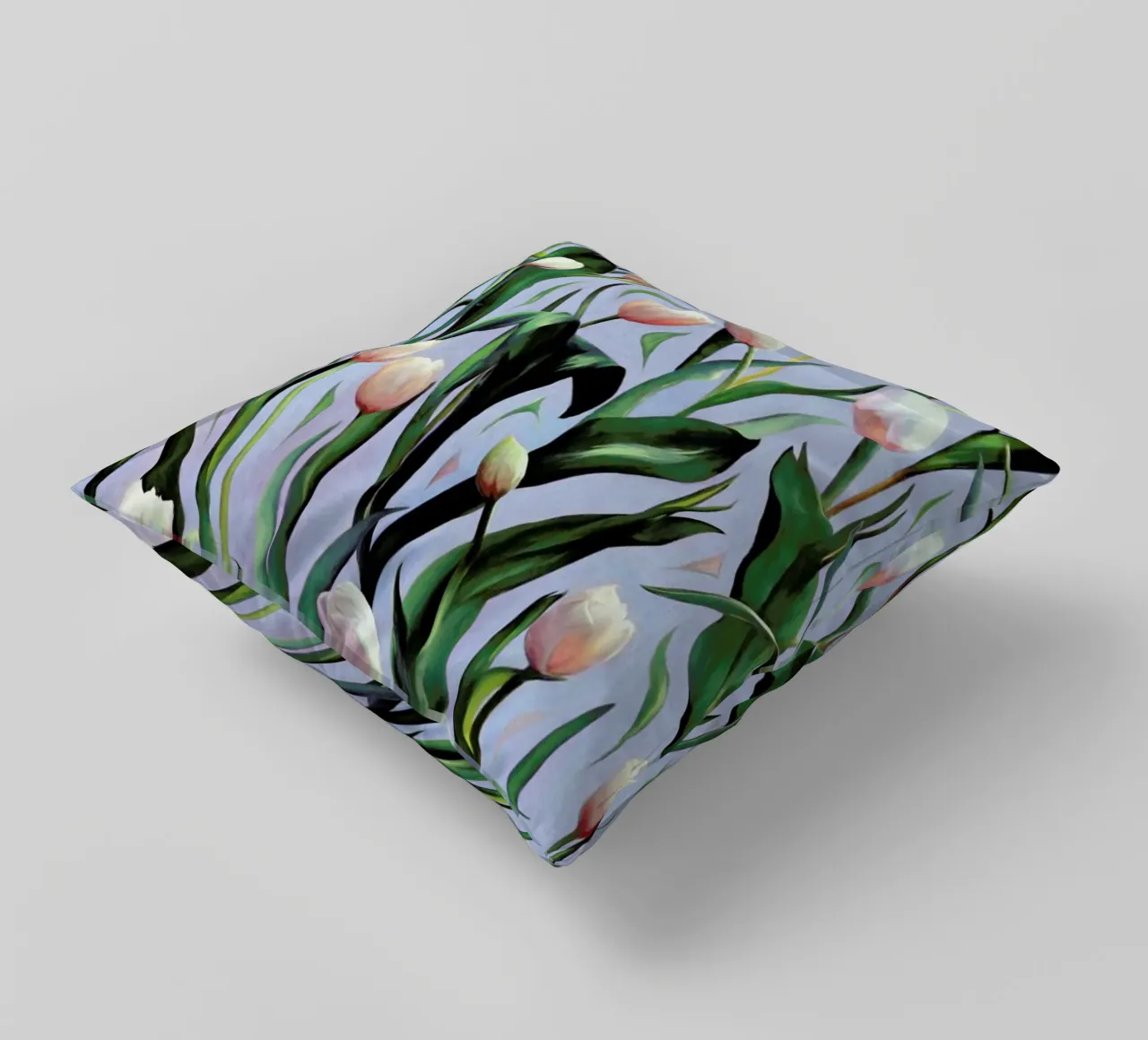 Waiting On The Blooming – Tulip Pattern cuscino da Micklyn Le Feuvre