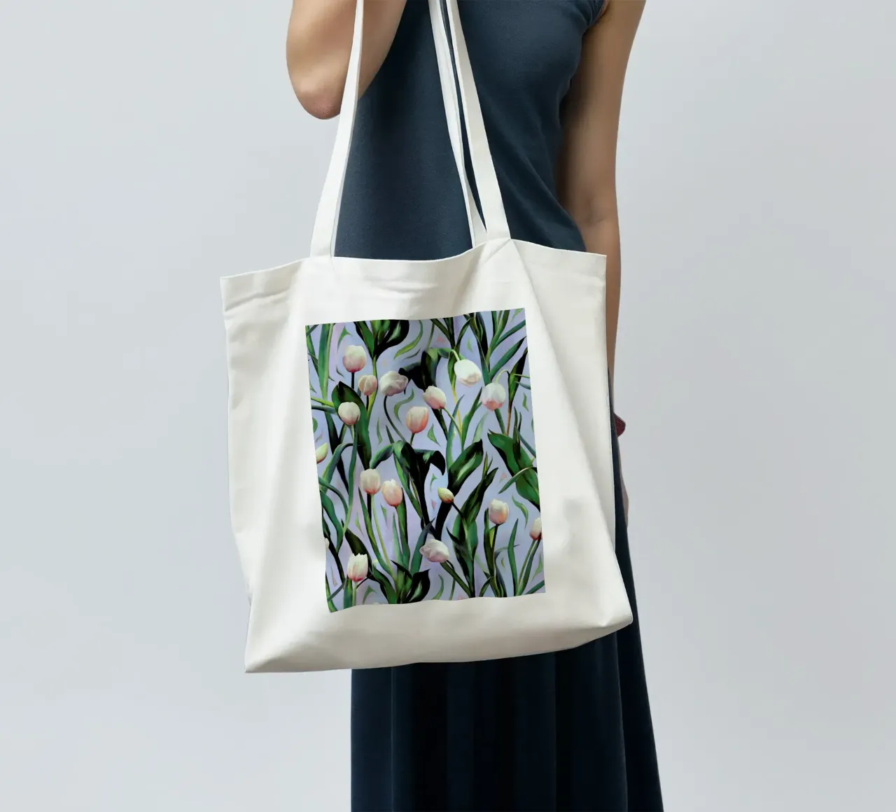 Waiting On The Blooming – Tulip Pattern borsa in juta da Micklyn Le Feuvre