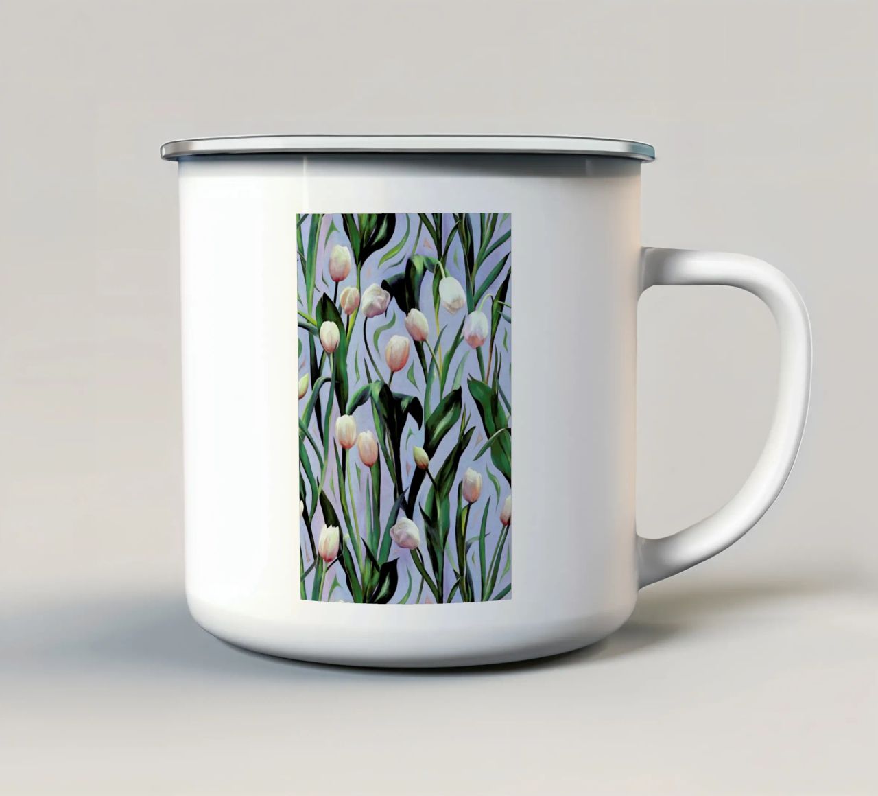 Waiting On The Blooming – Tulip Pattern tazza in smalto da Micklyn Le Feuvre
