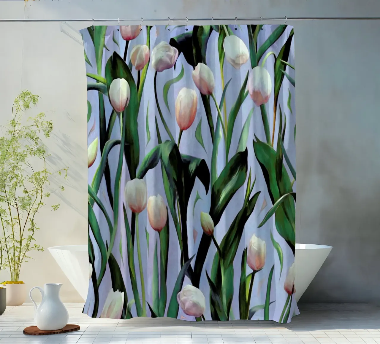 Waiting On The Blooming – Tulip Pattern tenda da doccia da Micklyn Le Feuvre