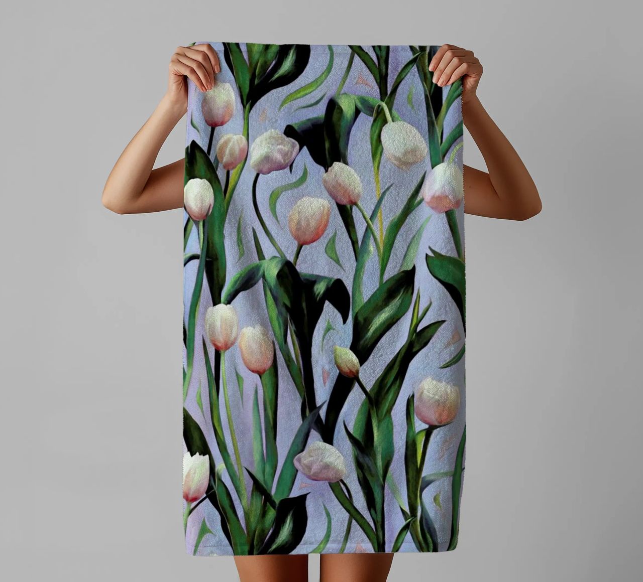 Waiting On The Blooming – Tulip Pattern asciugamano da bagno da Micklyn Le Feuvre