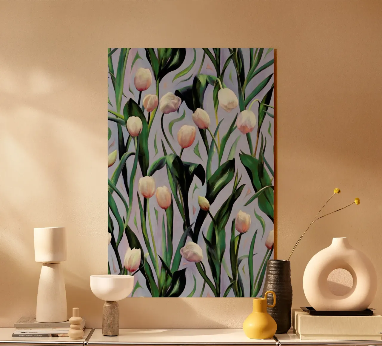 Waiting On The Blooming – Tulip Pattern acrylic glass by Micklyn Le Feuvre