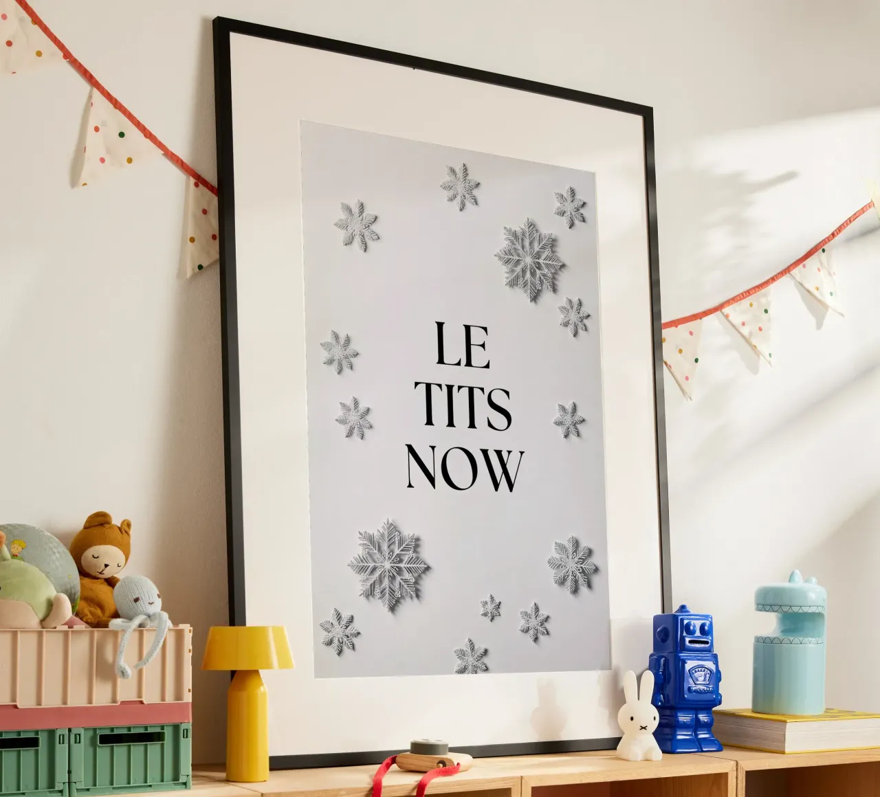 LET IT SNOW. Or what did you read? poster con telaio in alluminio da AlbertKlee