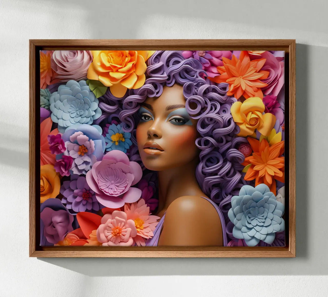 Donna con fiori no. 30 tela con Cornice a cassetta da Yaso Design & Art Women & Flowers