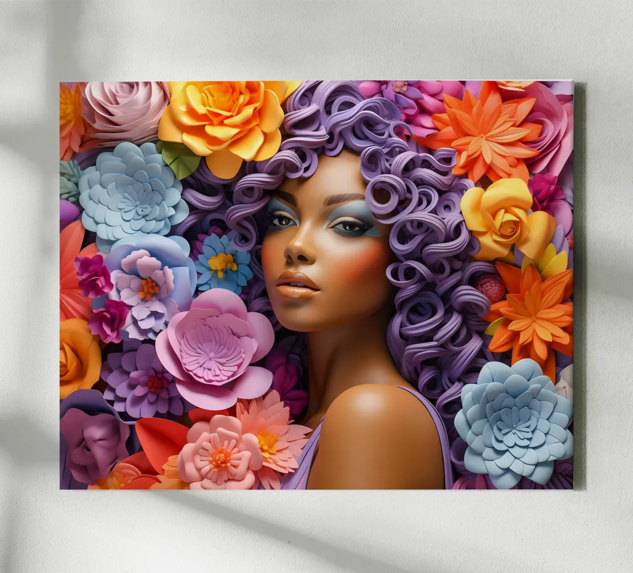 Donna con fiori no. 30 tela con Cornice a cassetta da Yaso Design & Art Women & Flowers