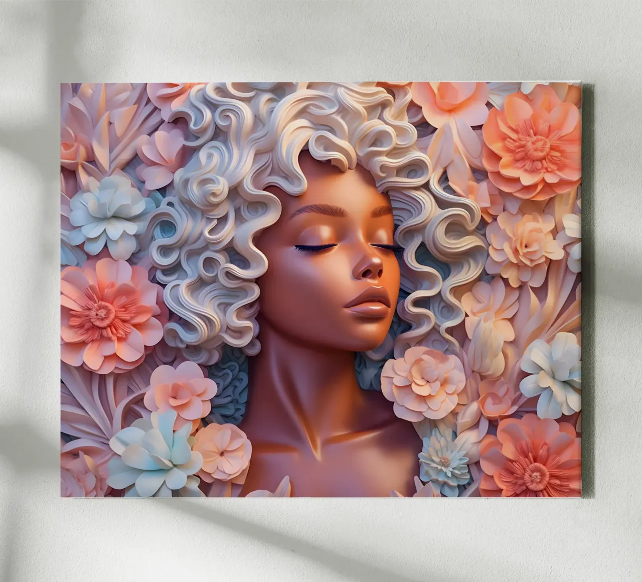 Donna con fiori no. 50 tela con Cornice a cassetta da Yaso Design & Art Women & Flowers