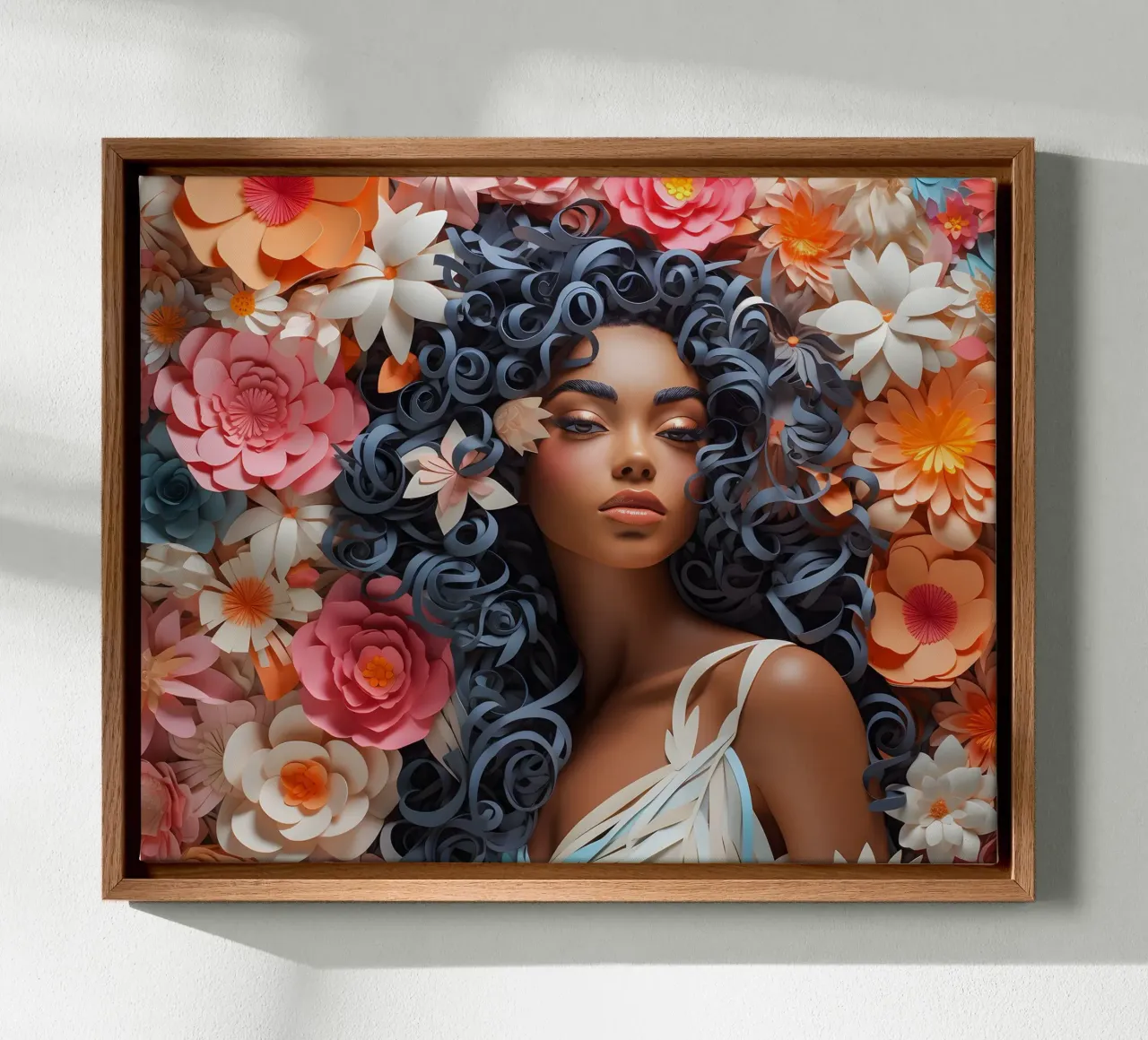 Donna con fiori n. 54 tela con Cornice a cassetta da Yaso Design & Art Women & Flowers
