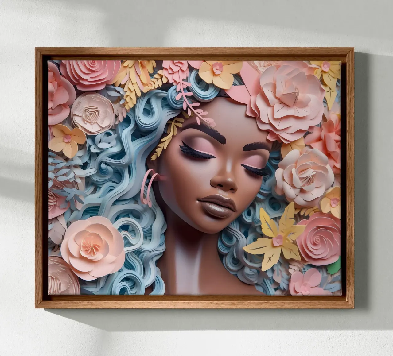 Donna con fiori no. 55 tela con Cornice a cassetta da Yaso Design & Art Women & Flowers