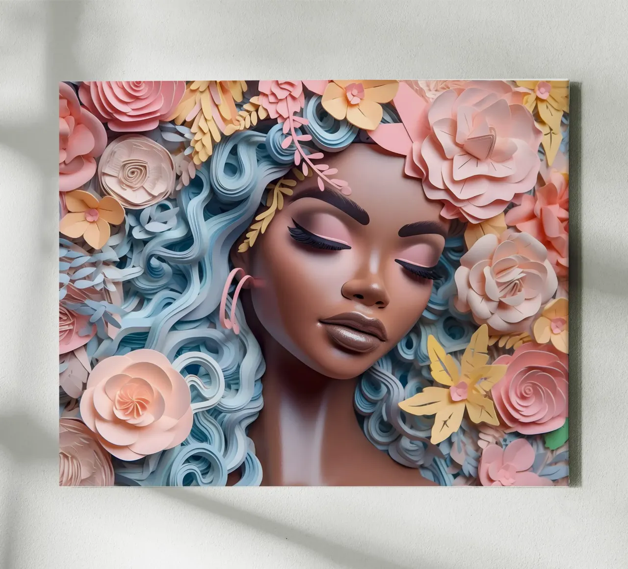 Donna con fiori no. 55 tela con Cornice a cassetta da Yaso Design & Art Women & Flowers