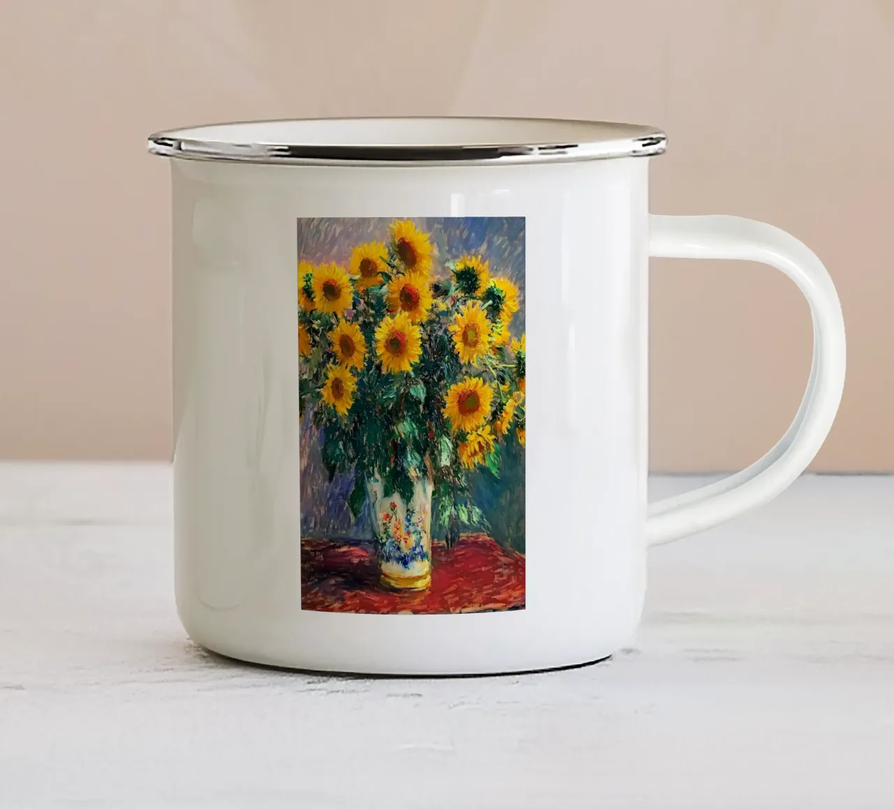 Sunflowers by Claude Monet tazza in smalto da IamHomeStudio