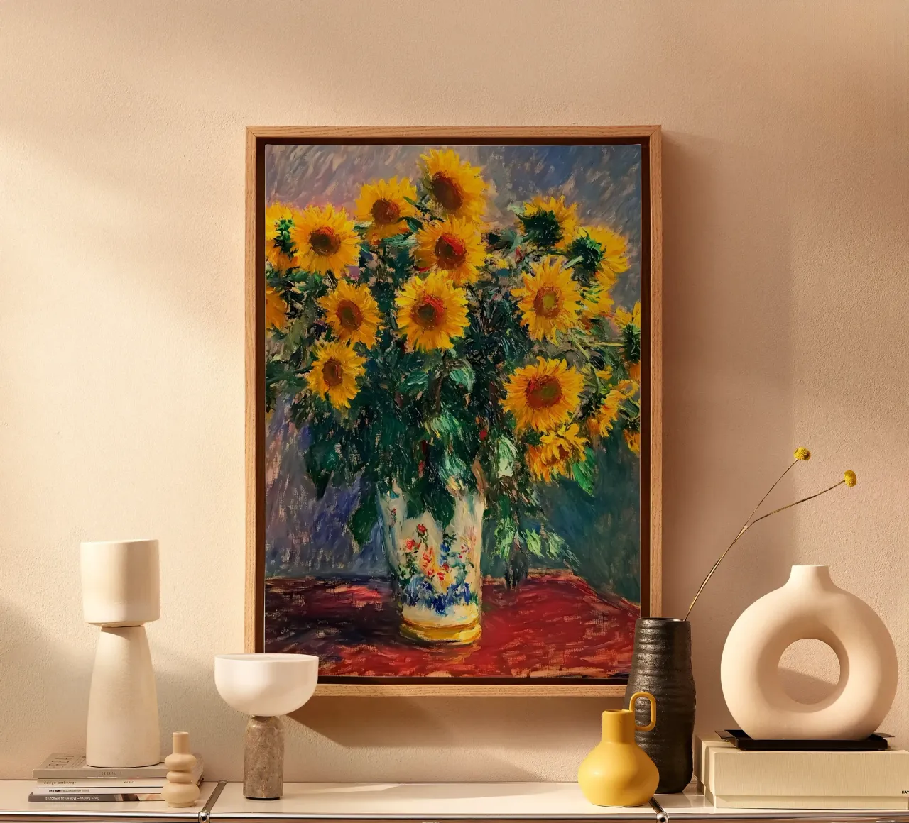 Sunflowers by Claude Monet tela con Cornice a cassetta da IamHomeStudio