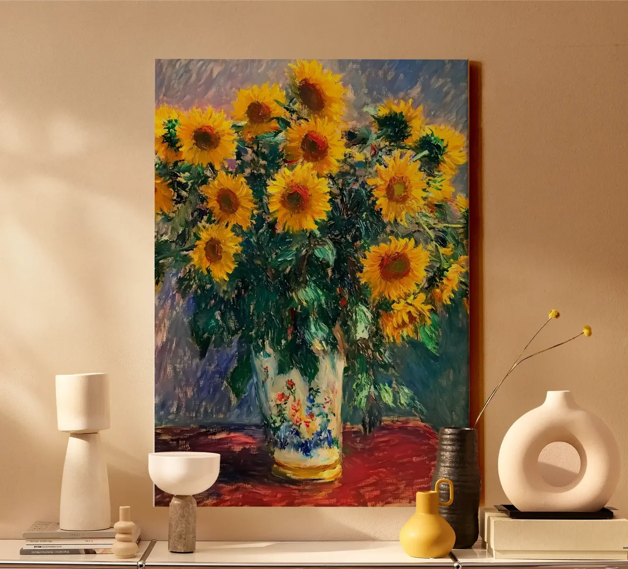 Sunflowers by Claude Monet tela con Cornice a cassetta da IamHomeStudio