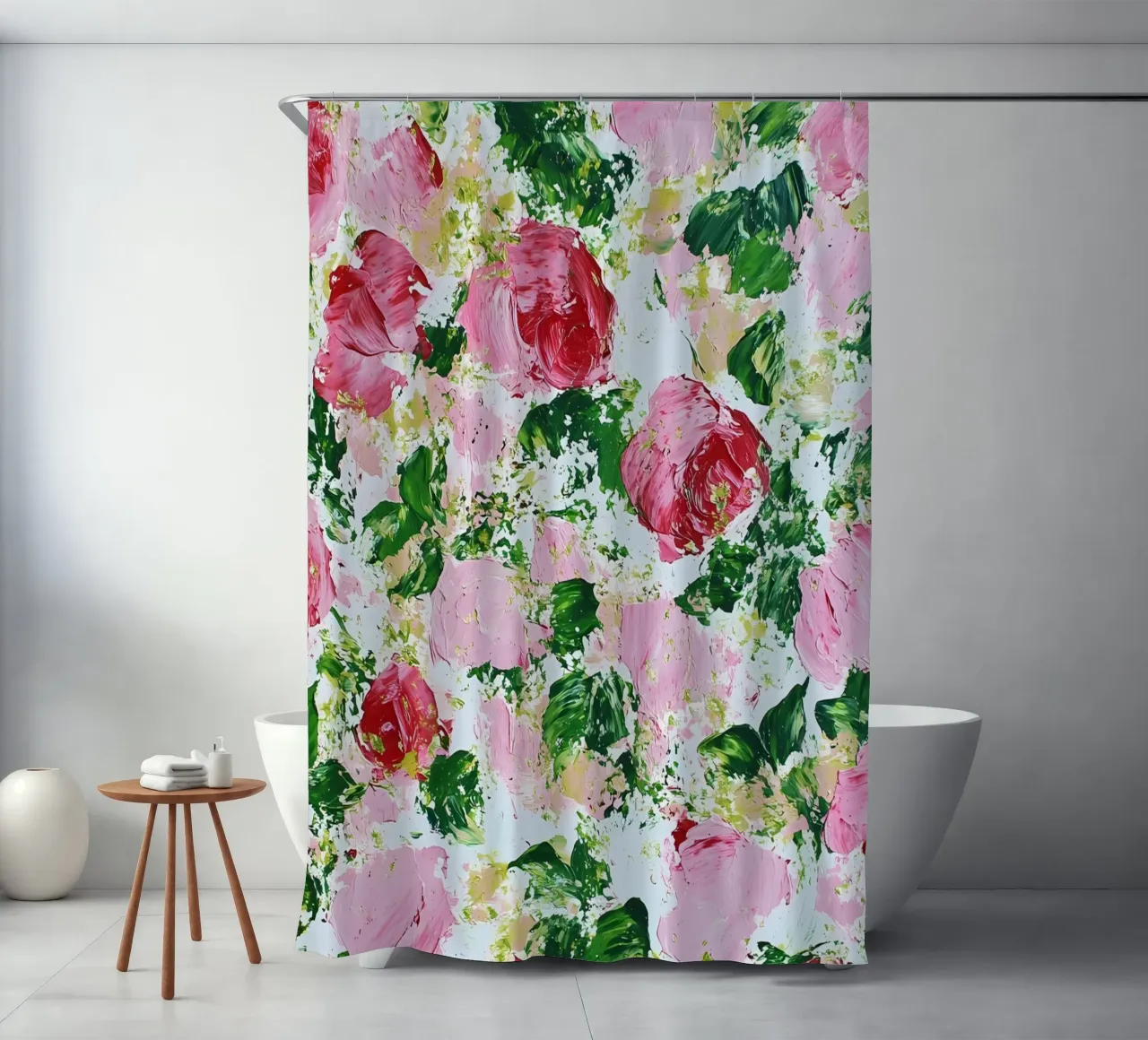 Abstract Roses, Pink\Green shower curtain by IamHomeStudio