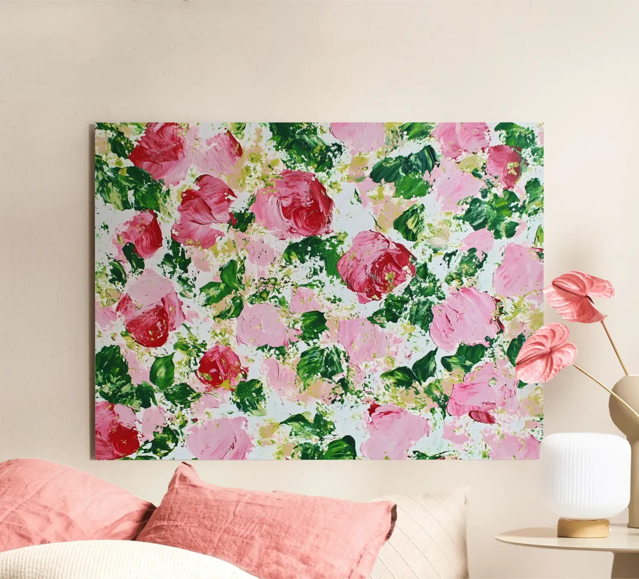 Abstract Roses, Pink\Green forex plate by IamHomeStudio