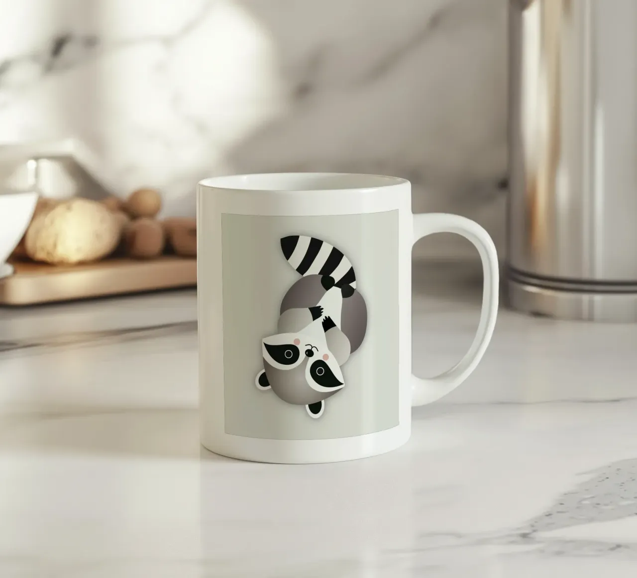 Procione giocherellone - Illustrazione animale minimalista tazza in ceramica da namosh