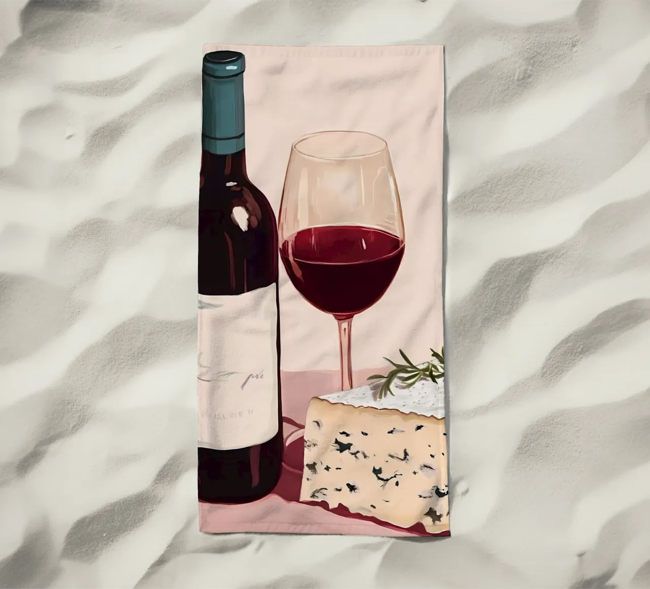 Vino e formaggio telo mare da IamHomeStudio