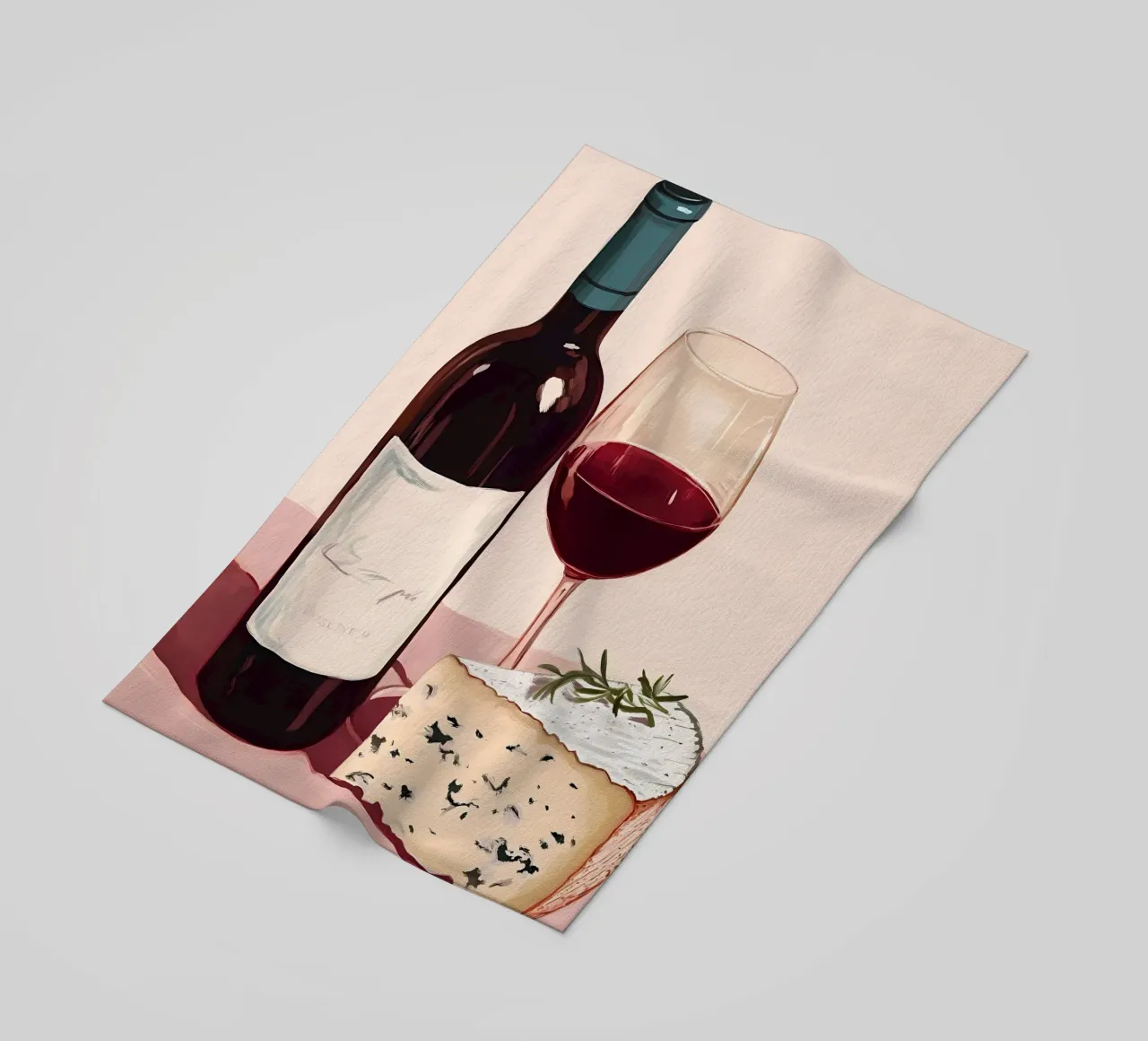 Vino e formaggio telo mare da IamHomeStudio