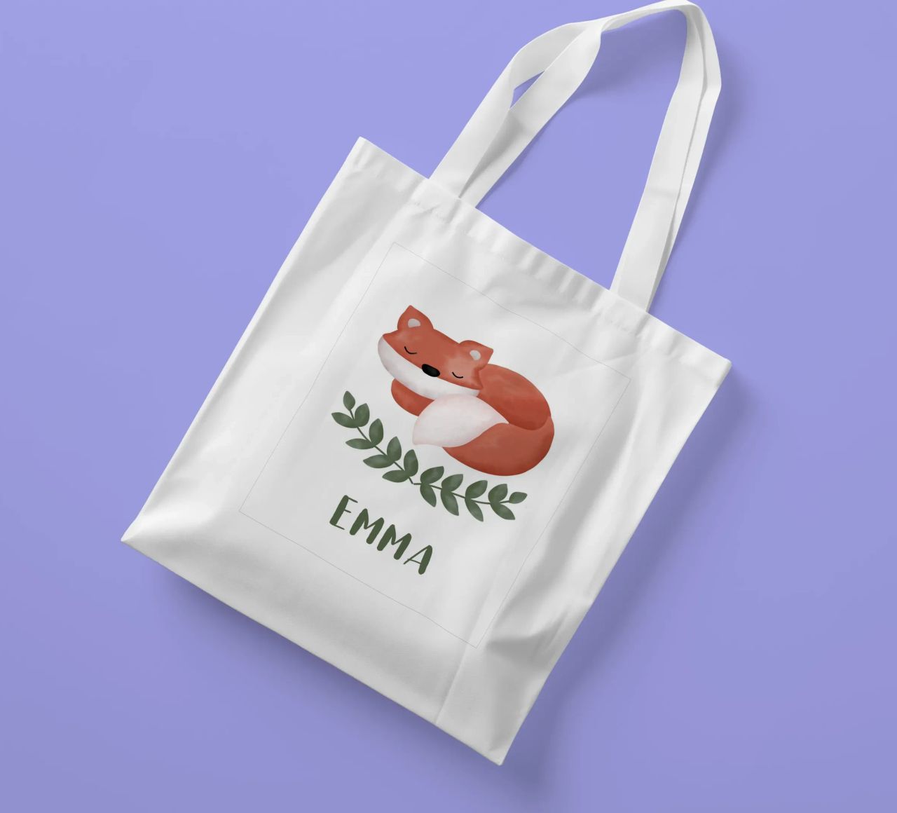 Schlafender Fuchs mit Name borsa in juta da BAINAI KIDS