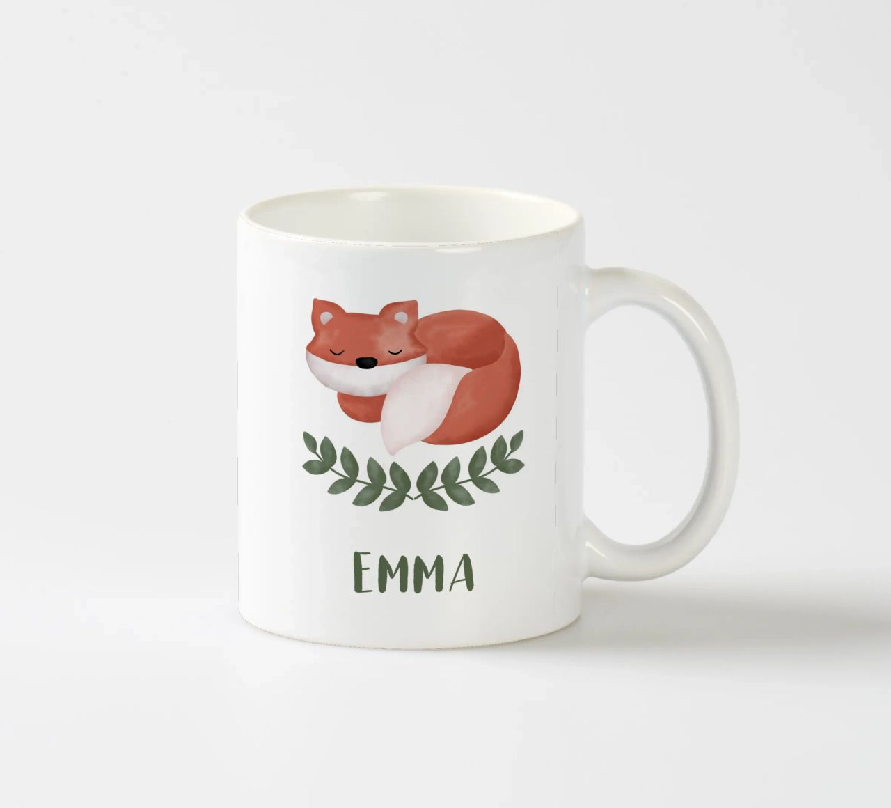 Schlafender Fuchs mit Name tazza in ceramica da BAINAI KIDS