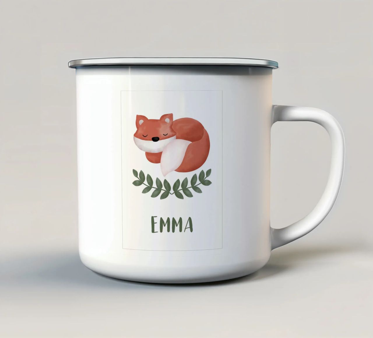 Schlafender Fuchs mit Name tazza in smalto da BAINAI KIDS