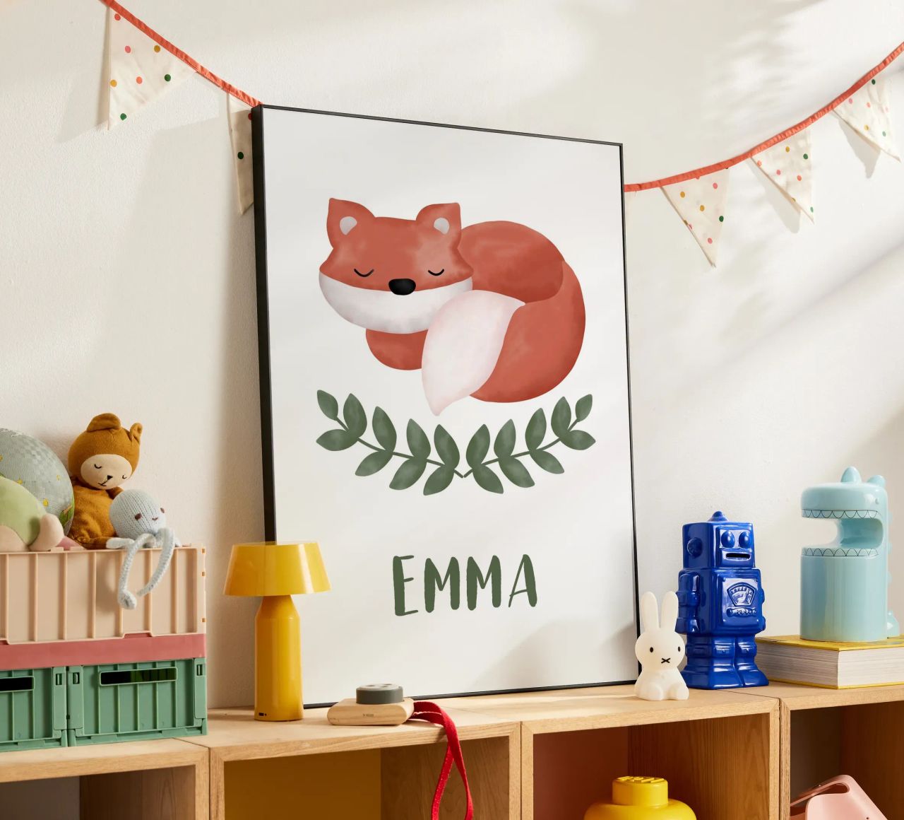 Schlafender Fuchs mit Name alluminio dibond da BAINAI KIDS