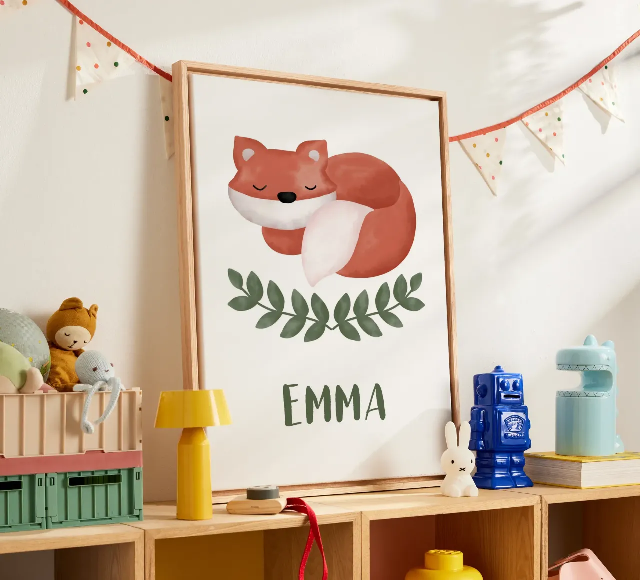 Schlafender Fuchs mit Name tela da BAINAI KIDS