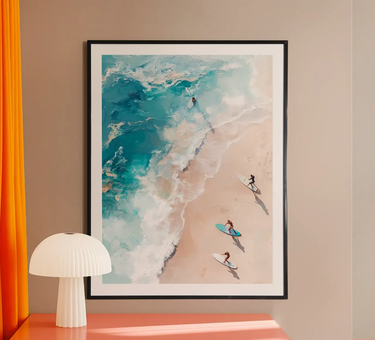 Surf, oceano, costa poster con telaio in plastica da IamHomeStudio